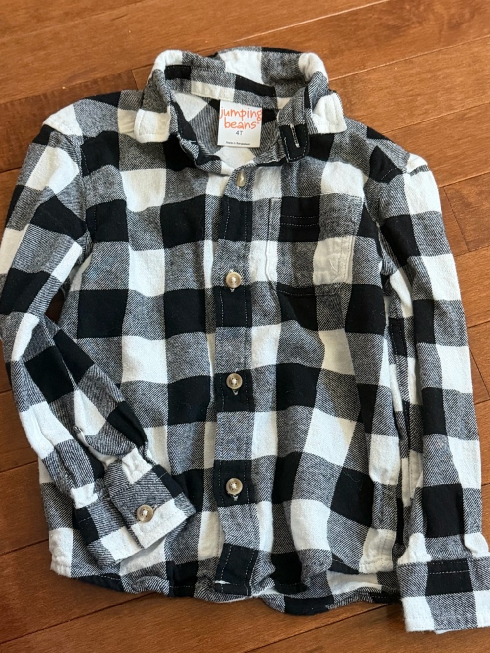 jumping beans Black and White Buffalo Plaid Button-Down Shirt